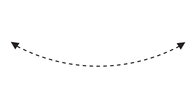 Dotted curved arc line with double sided arrows pointing outward on white background double arrow vector path dash line dimension line graphic element line art directional line direction