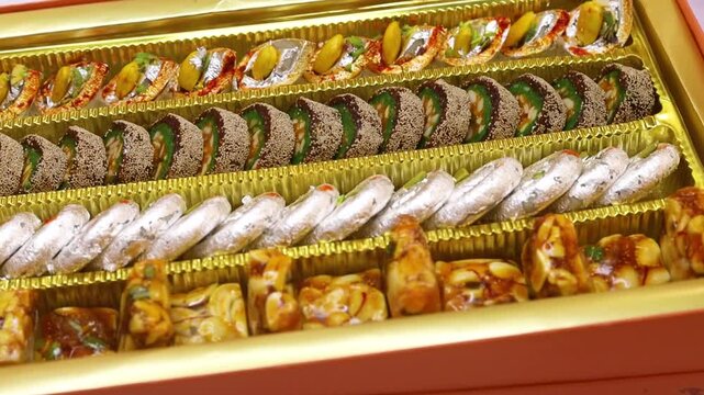 Assorted sweet box mithai box mixed with different kinds of sweets