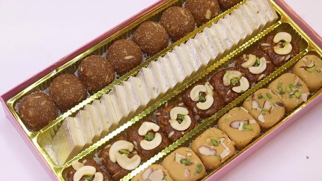 Assorted sweet box mithai box mixed with different kinds of sweets