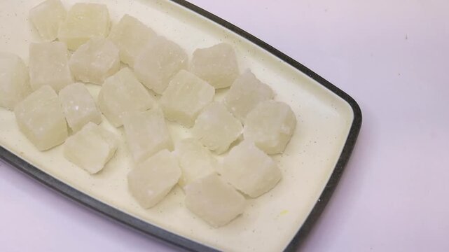 Petha is a translucent soft candy from the Indian subcontinent made from ash gourd or white pumpkin