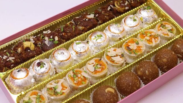 Assorted sweet box mithai box mixed with different kinds of sweets