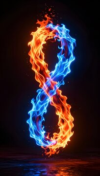 Twin Helix Dual Flame Inferno Portrait Concept Illustration