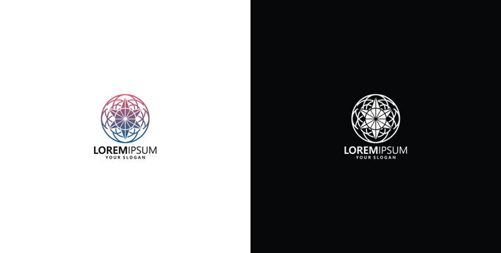 Geometric logo design with abstract circular pattern and sample text, suitable for various businesses and branding needs