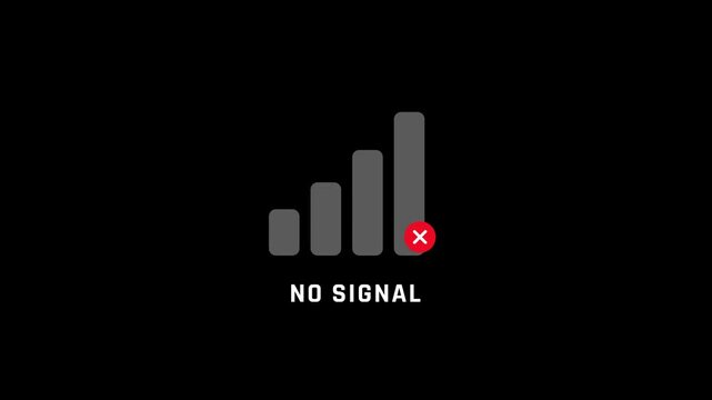 No signal mobile network bars icon with error indicator animation