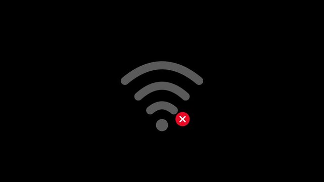 No wifi signal icon with error indicator animation