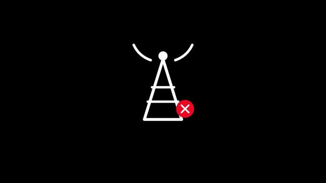 No signal tower icon with error indicator animation