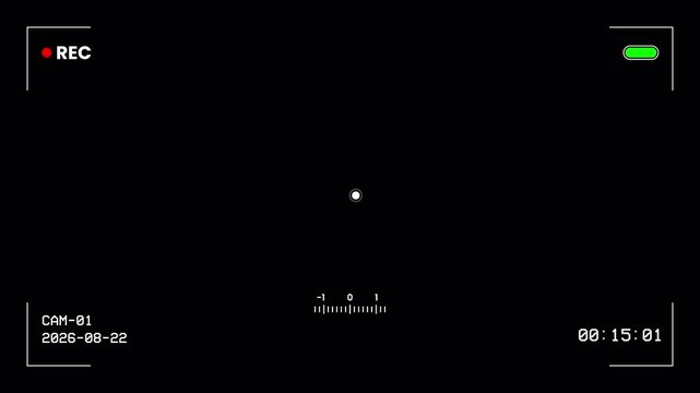 Digital camera recording screen viewfinder overlay with scale and date on black background