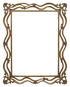 Vintage decor, decorative gold vintage frame isolated on transparent background. elegant classic border cutout. Incredible professionally rendered high quality presentation props assortment.