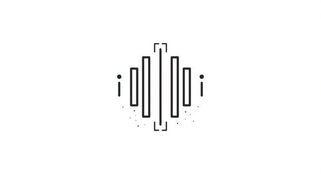 Minimalist equalizer bar logo with bracket accents and dot tips