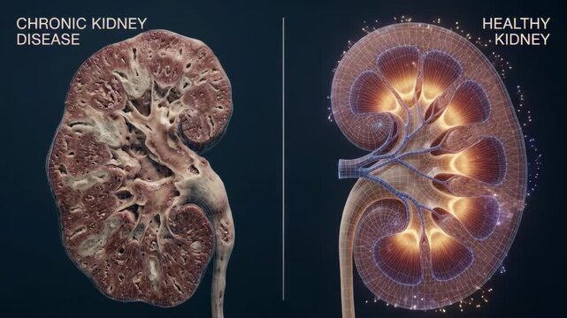 Healthy kidney glowing in digital contrast