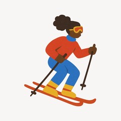 Naklejka premium Colorful skier cartoon illustration.
