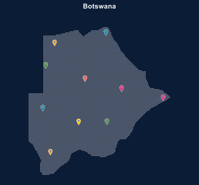 Botswana country map with marked locations vector illustration Vector
