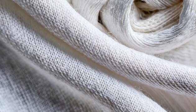 Technical White Knit Fabric Swirl Macro Textile Background