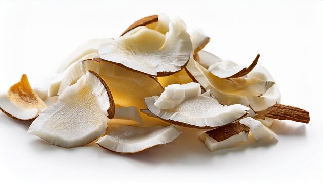 Coconut Chips On A White Background