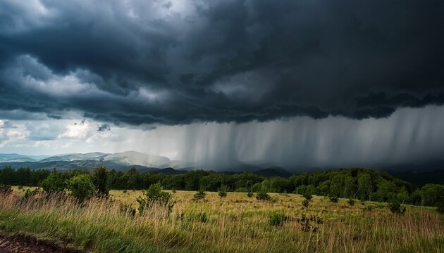 Stormy Clouds And Rain With Dramatic Sky