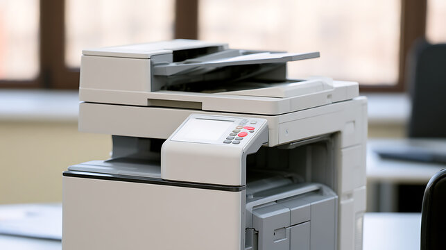 Modern professional multifunction printer scanner copy machine office equipment technology device workplace automation business paper document system