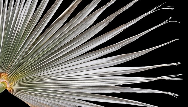 Detailed White Palm Frond With Textured Segments Against A Stark Background Isolated On A Transparent Background