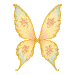 Naklejka premium PNG Elegant floral butterfly wings illustration.