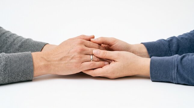 Couple holding hands with wedding ring symbolizing love and commitment