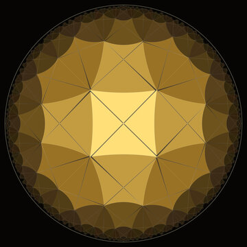 Golden hyperbolic geometry pattern with central square symmetry
