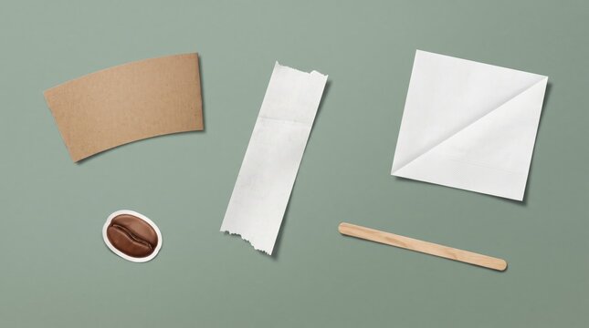 Coffee Cup Bandage Cross Flat Lay Sage Photo