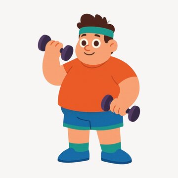 Cartoon character exercising weights