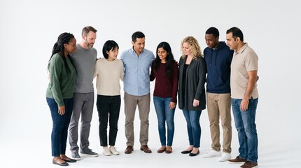 Fototapeta premium Diverse group of friends standing together with arms around each other