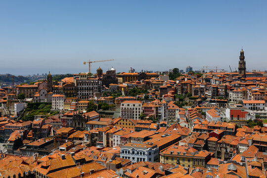 Panoramic View of Porto Historic Center with Clerigos Tower, Portugal