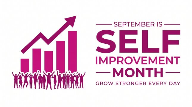 National Self Improvement Month Achievement Vector Banner Design