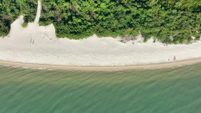 Florian&oacute;polis, Daniela Beach. Aerial View of Tropical Coastline. Establishing Shot. Santa Catarina, Brazil.