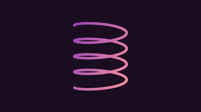 Violet Coil Spring Expanding and Contracting with Subtle Light Play on Dark Background