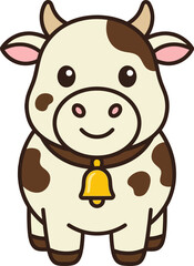 Obraz premium Funny Cow Cartoon Farm Animal Character, Cute Happy Dairy Cattle Vector Illustration with Playful Expression, Colorful Comic Style Isolated on White Background for Children and Clipart Designs