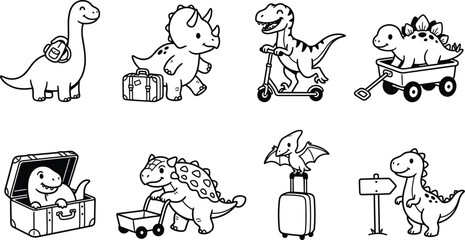 Cute Dinosaur Character Collection Vector Illustration for Kids Adventure Design © Sahara