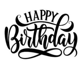 Happy Birthday hand lettering calligraphy design isolated on white background as decorative greeting card element transparent background © AbstractZone