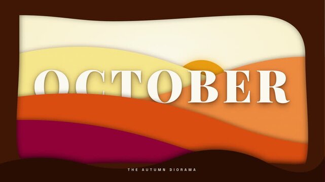 Animated October Autumn Paper Cutout Typography Landscape