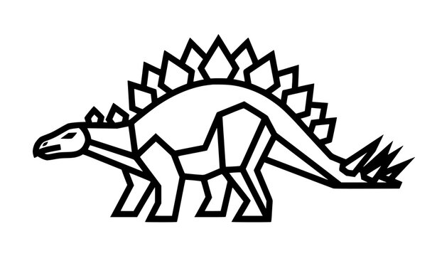 geometric dinosaur icon vector bold line art stegosaurus logo graphic design