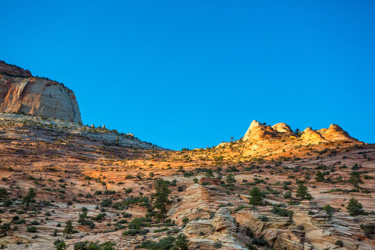 Sandstone formations near Pine Creek Canyon overlook in Zion National Park, Utah