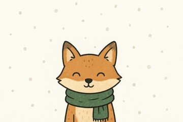 Naklejka premium Cute fox in winter scene.