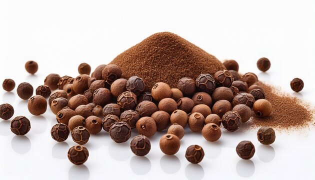 Scattered Allspice Pepper On White Background