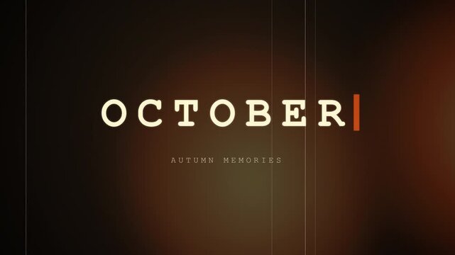 Vintage October Autumn Memories Animated Title Card with Film Grain and Light Leak