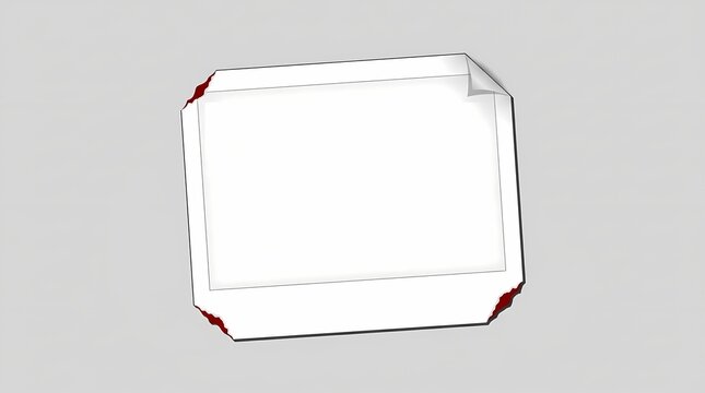 A stack of blank white papers held together by red photo corners on a light gray background, representing documents or a template.