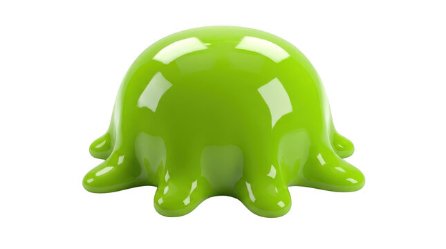 Glossy green slime blob character isolated on transparent background