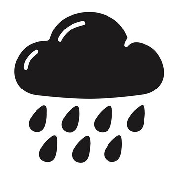 Rainy cloud weather icon silhouette vector graphic element