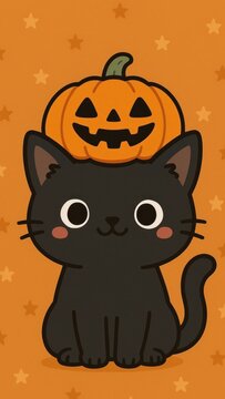 Cute Halloween cat wallpaper for mobile