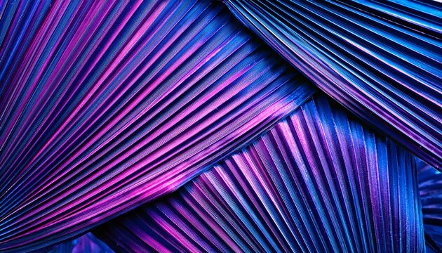 Tropical Palm Leaf Texture Background Purple Blue Color Toned