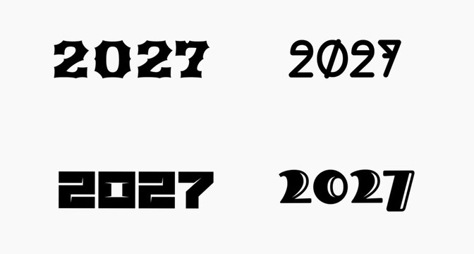 
Collection of black and white "happy new year 2027 greeting celebration