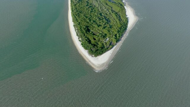 Florian&oacute;polis, Daniela Beach. Aerial View of Tropical Coastline. Establishing Shot. Santa Catarina, Brazil.
