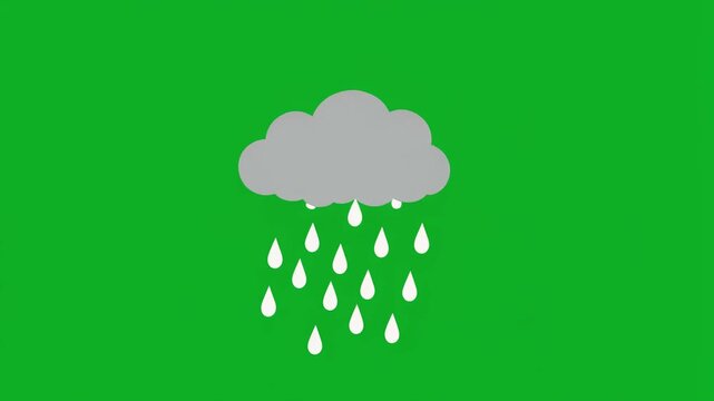 Modern sci-fi HUD interface animation with clean vector motion graphics of a rainy cloud on green screen