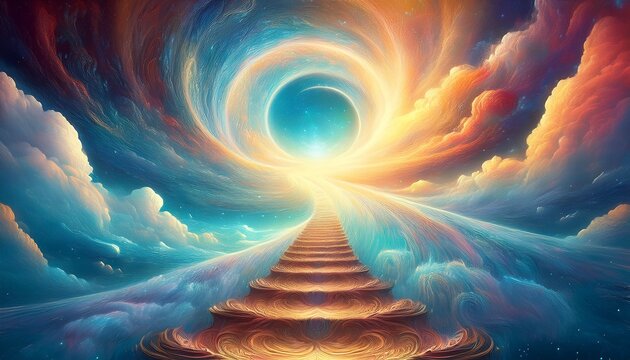 Path To Paradise Spiral To God Ascension In The Sky Abstract Idea