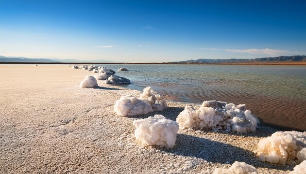 Natural Salt Crystals On The Shore Of A Saline Lake